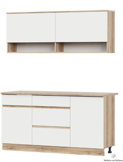 Брауни 1,6м кухонный гарнитур Дуб Делано/Белый