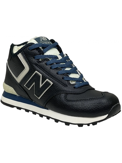 New Balance 574 High Leather с мехом Blue