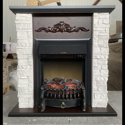 Электрокамин Malta AO белый камень с очагом Fobos