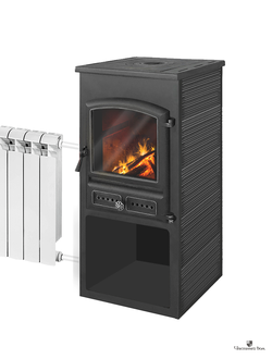 Печь-КАМИН ЭТНА (БКД) с плитой и т/о "Антрацит"