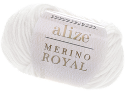 Merino Royal (Alize) пряжа цвет № 55 белый