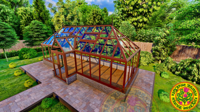 Английская теплица из алюминия и стекла с тамбуром