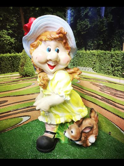 Девочка Гном с собакой 71*48см   6кг   полистоун Россия  6098/012586*