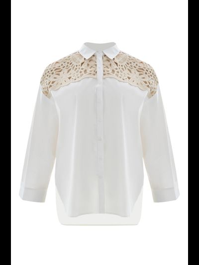 Рубашка с коротким рукавом и кружевом
