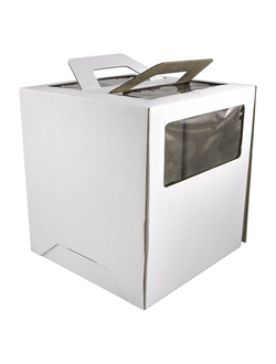 Коробка для торта с ручками с/о (белая, Т22В), 260*260*280мм