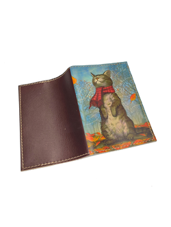 Обложка на паспорт с принтом "Кот в шарфе"