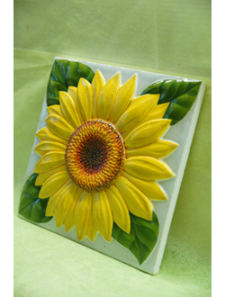 Изразцовая плитка "Подсолнухи" // 15*15