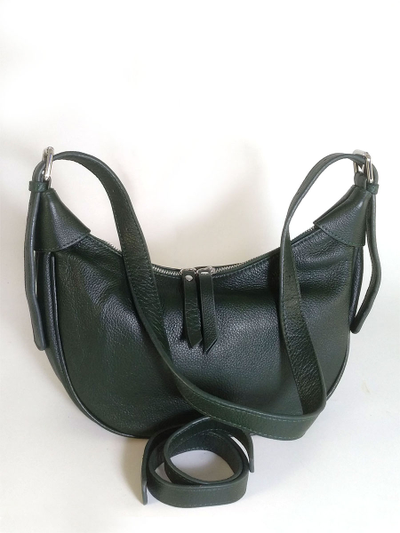 (АРТИКУЛ: 10099/1) СУМКА ЖЕНСКАЯ, НЕБОЛЬШАЯ, НАТУРАЛЬНАЯ КОЖА, ТЕМНО-ЗЕЛЕНАЯ, С ПЛЕЧЕВЫМ РЕМНЕМ