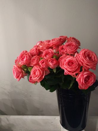 Букет из лососевых роз, кустовые розы, букет роз. Лавка Зефир