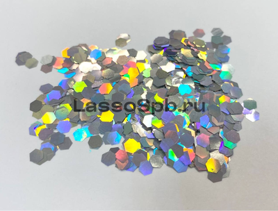 Глиттер блестки Серебро Голография 4 мм вес 100 г