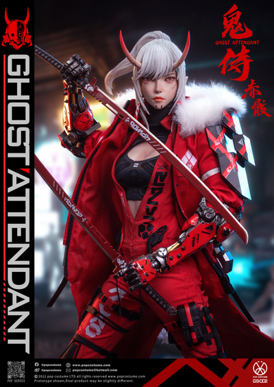 ПРЕДЗАКАЗ - Девушка-киборг (в красном) - Коллекционная фигурка 1/6 Ghost Attendant Red Remains (GS-002) - POPCOSTUME  ?ЦЕНА: 31900 РУБ.?