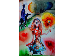 Гаврилов В.Ф. Со свечой 1970-е гг. Картон, акварель, тушь 37Х24,5 (807)