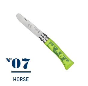 Нож Opinel №07 My First Opinel HORSE, зеленый, рисунок лошади