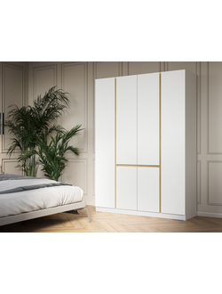 Мадера Шкаф М1500.4 Белый/Вставка Дуб крафт золотой