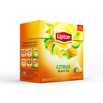 Чай Lipton Citrus черный с цедрой цитрусовых 20 пакетиков