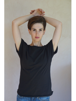 Футболка женская без принта базовая (черный)