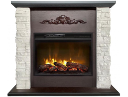 Электрокамин Malta AO белый камень с очагом Magic 24