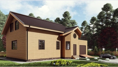 Одноэтажный каркасный дом с мансардой с четырьмя спальнями 160м² (SK61)