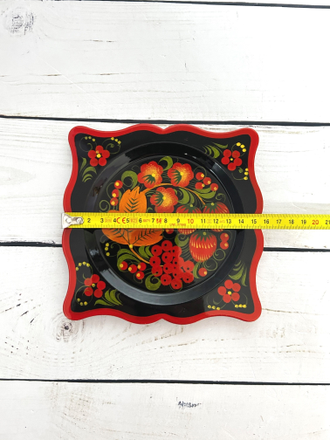Тарелка Квадратная 160 мм поднос с росписью Хохлома