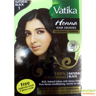 ЧЕРНАЯ ХНА &quot;ДАБУР ВАТИКА&quot; - натуральный краситель для волос (&quot;Dabur Vatika&quot; Henna Hair Colors-BLACK) Упаковка 6 пакетиков по 10 грамм
