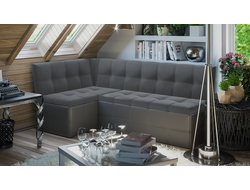 Скамья угловая Домино со спальным местом исп.2 Кожзам серый/Велюр серый