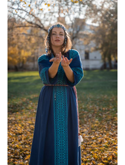 Платье "Синий рассвет" ручное ткачество