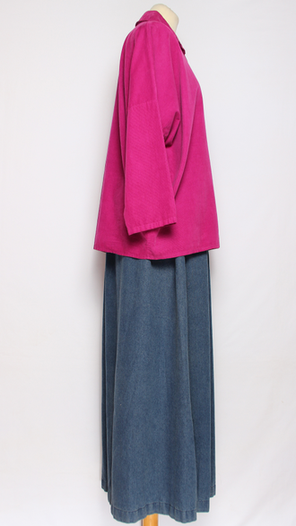 Рубашка вельветовая "Спущенный рукав"фуксия р.46-52