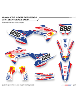 Наклейки на мотоцикл HONDA CRF 450R 2021-2024 CRF 250R 2022-2024 мотопленка рф графика купить заказа