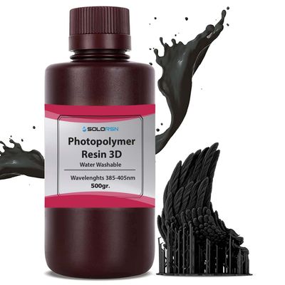 Фотополимерная смола для 3Д Water-wash смываемая водой Черный LCD DLP 385-405nm SOLORSN