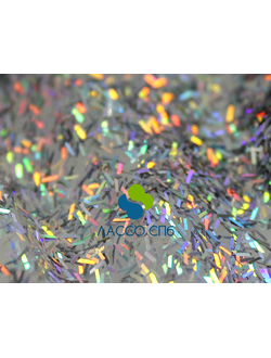 Глиттер Серебро Голография Полоски 0,4 х 2 мм вес 10 г