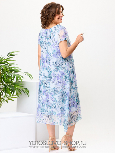 Платье женское А-силуэта в голубом оттенке