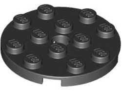 Plate, Round 4 x 4 with Hole, Black (60474 / 4515350)
