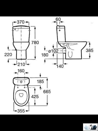 Унитаз ROCA VICTORIA 342399000 напольный с горизонтальным выпуском в комплекте с бачком 34139Z000 и механизмом смыва