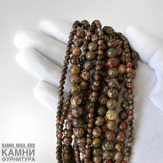 "Леопардовая яшма" риолитовая порода шары 4,2-4,3 мм, цена за нить 18 см