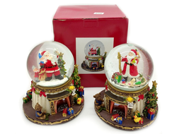 Большой Новогодний снежный шар музыкальный "У камина" 19*16*16см, (Два типа)