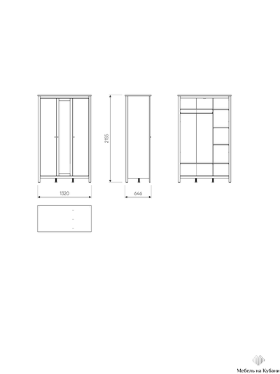2.08.01.040.14 САГА шкаф 3 двери с зеркалом белый/ясень