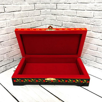 Шкатулка для денег Летний пейзаж 180х100 мм деревянная с росписью Хохлома