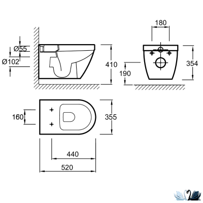 Унитаз Jacob Delafon Rodin+ EDY102-00, подвесной, белый