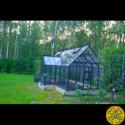 Базовая комплектация теплицы в английском стиле с холлом из стекала и алюминия ЕЛИЗАВЕТА 6000 х 3000 мм