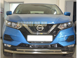 Защита переднего бампера двойная d60/42 для Nissan Qashqai (2019-...)