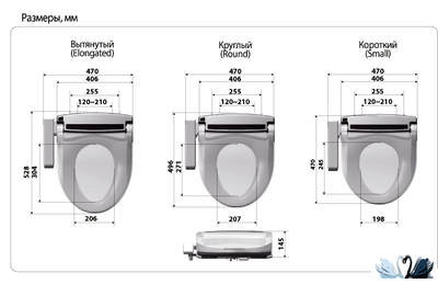 Sato DB300M (round) крышка сиденье с биде размеры