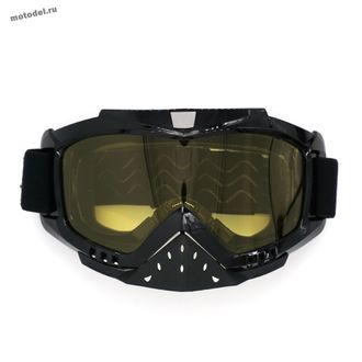 Кроссовые очки маска JP с защитой носа для эндуро, мотокросса, ATV - черные, желтая линза