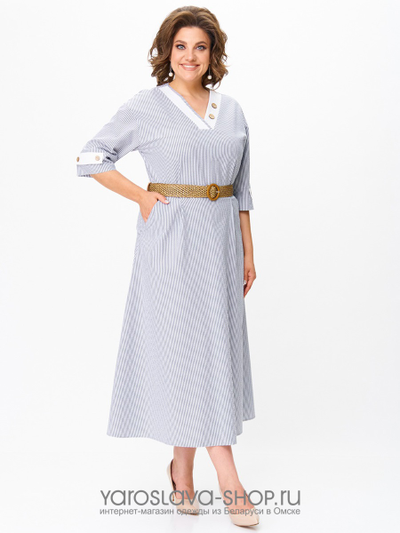 Женское платье А- силуэта в полоску
