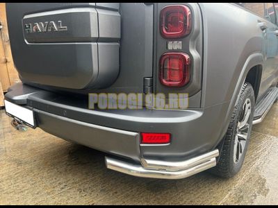 Защита заднего бампера угловая двойная Папа Тюнинг d60/42 для Haval H9 2024-