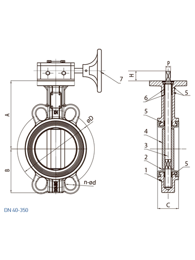 Дисковый поворотный затвор RSV79 DN125 PN16