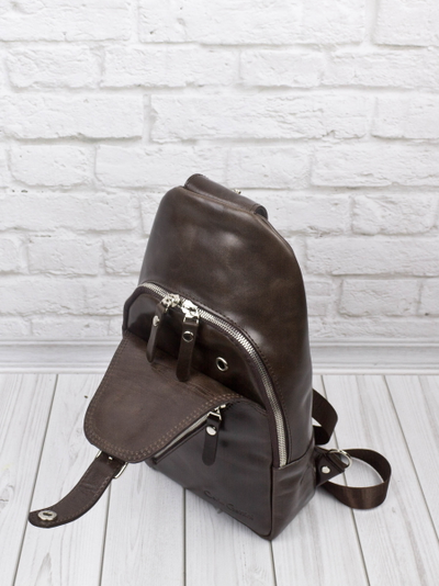 Кожаный кросс-боди рюкзак Crespino brown (арт. 
3106-52)