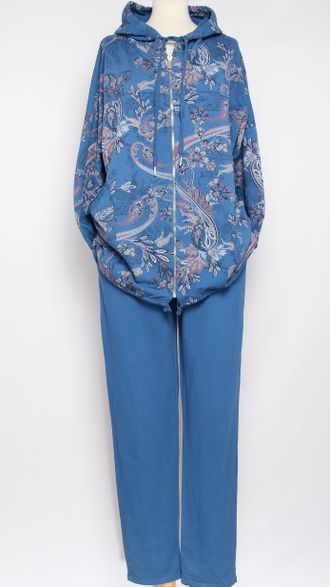 КОСТЮМ ХУДИ И БРЮКИ "МОЛНИЯ ВЬЮН" синий до 56р.