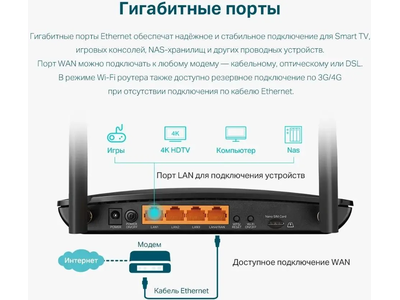 Wi-Fi роутер TP-Link Archer MR500 Черный