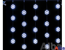 Занавес 2*2 Снежинки, БЕЛЫЙ, IP54