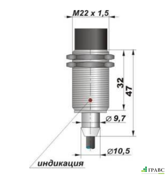 Индуктивный датчик цилиндрический с резьбой И32-NO-PNP (М30х1,5)